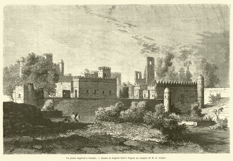 El palacio imperial en Gondar de French School