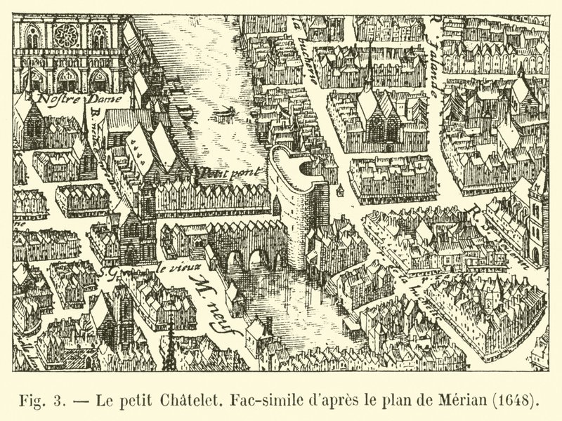 Le petit Chatelet, facsímil según el plan de Merian, 1648 de French School