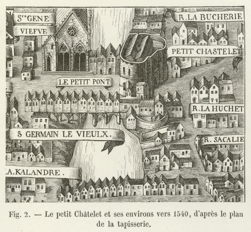 El pequeño Chatelet y sus alrededores hacia 1540 de French School