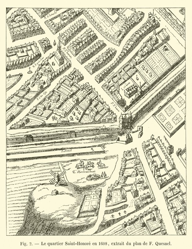 El barrio Saint-Honoré en 1608 de French School