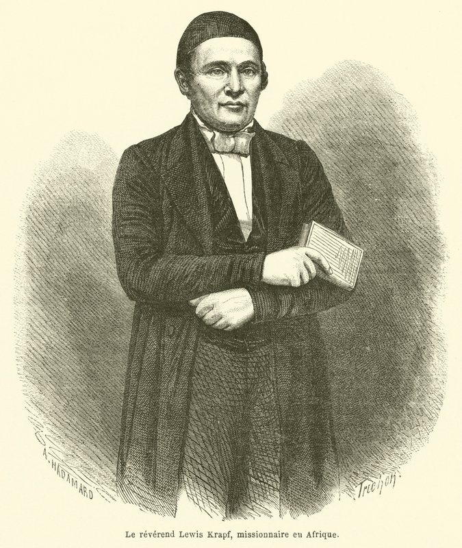 El reverendo Lewis Krapf, misionero en África (grabado) de French School