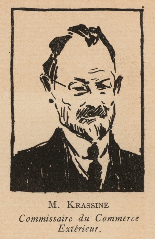 Leonid Krasin, político revolucionario bolchevique ruso y Comisario del Pueblo para el Comercio Exterior (litografía) de French School