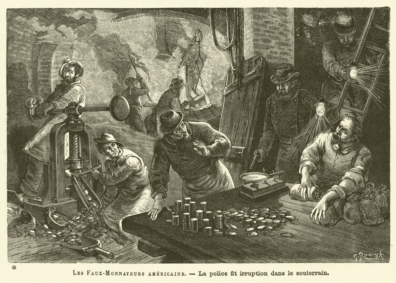 Los falsificadores americanos (grabado) de French School