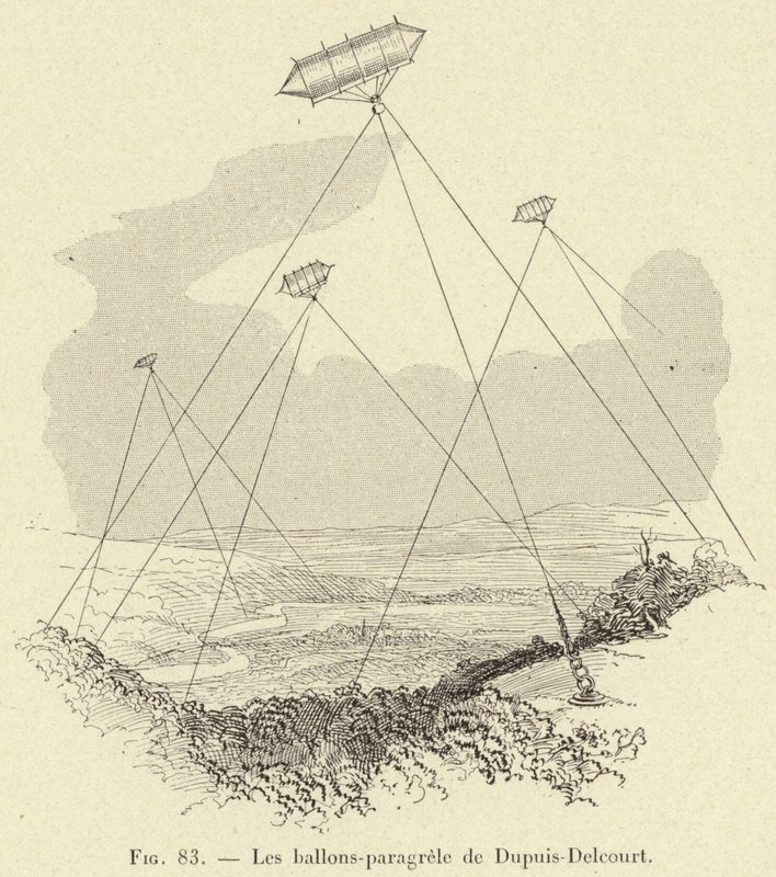 Los globos-pararrayos de Dupuis-Delcourt (grabado) de French School