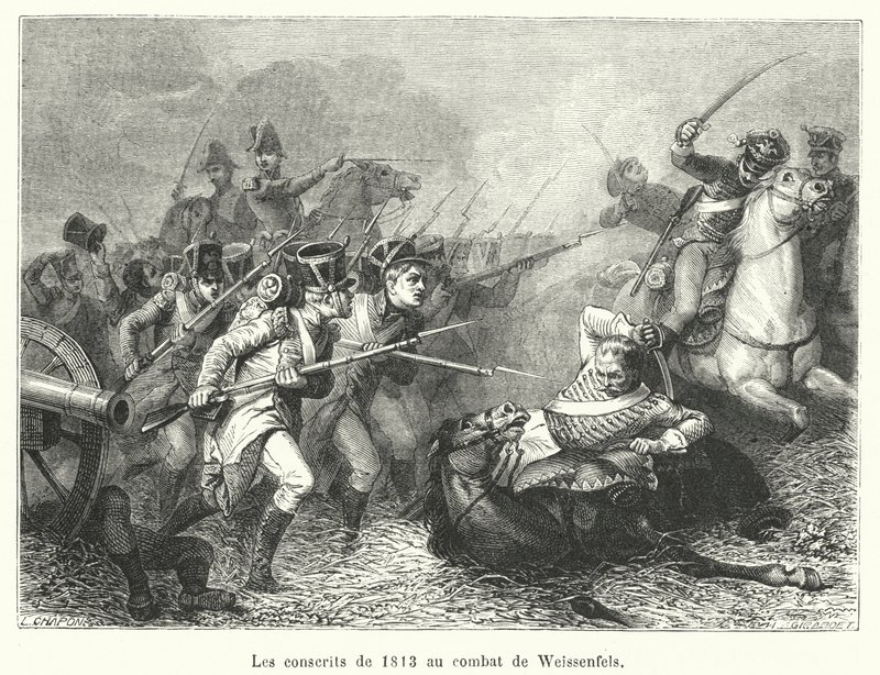 Los conscriptos de 1813 en la batalla de Weissenfels de French School