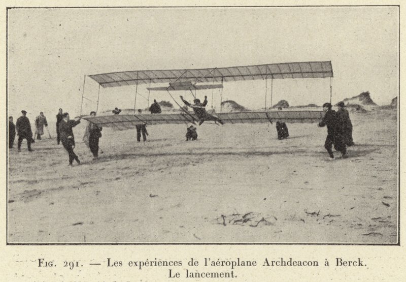 Las experiencias del aeroplano Archdeacon en Berck, El lanzamiento de French School