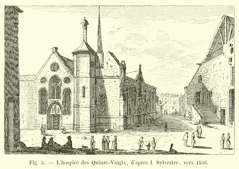 El hospicio de los Quinze-Vingts, según I Sylvestre, hacia 1546 de French School