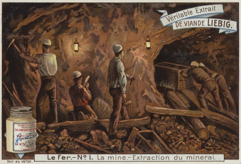 Tarjeta Liebig con la industria del hierro de French School