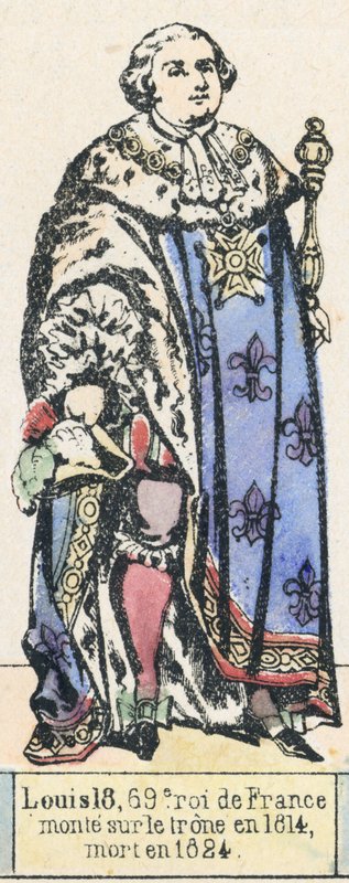 Luis XVIII, 69º rey de Francia, sube al trono en 1814, muere en 1824 de French School