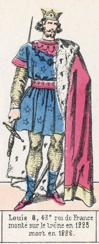 Luis VIII, 43º rey de Francia, subió al trono en 1223, murió en 1226 de French School