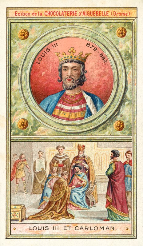 Luis III y su hermano menor Carlomán II, reyes conjuntos de Francia, siglo IX de French School