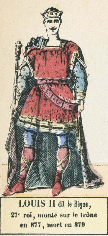 Luis II llamado el Tartamudo, 27º rey, subió al trono en 877, murió en 879 de French School