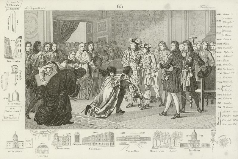 Luis XIV presentando a su nieto, Felipe V, a los enviados españoles, como su nuevo rey, 1700 de French School