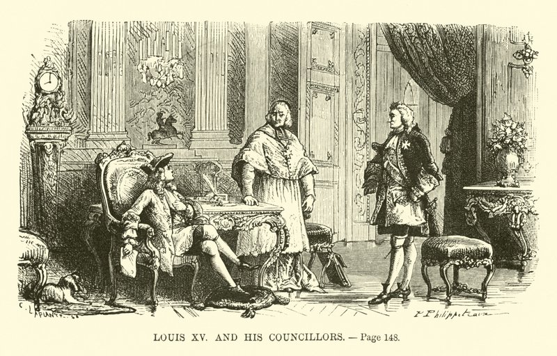 Luis XV y sus consejeros de French School