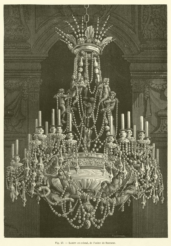 Lámpara de cristal, de la fábrica de Baccarat de French School