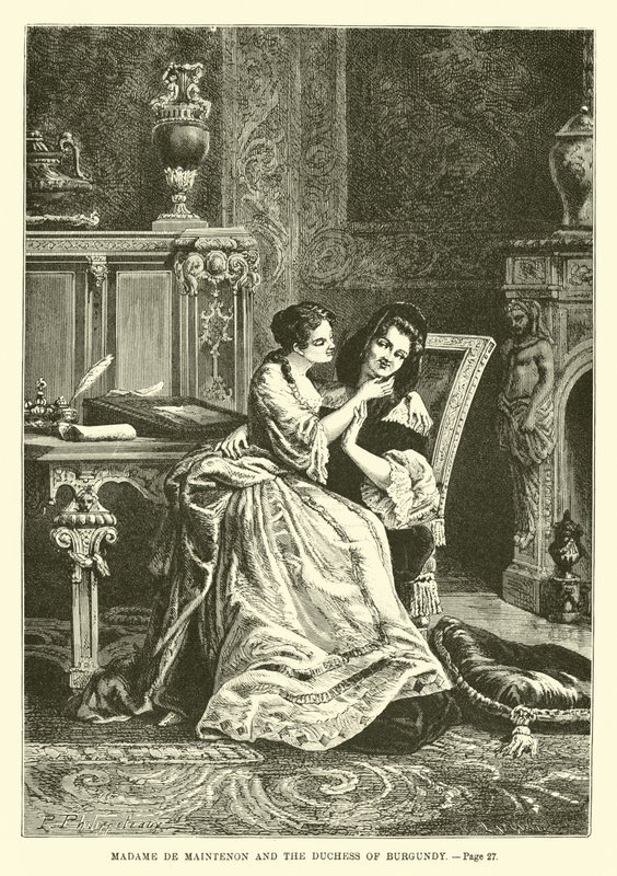Madame de Maintenon y la Duquesa de Borgoña de French School