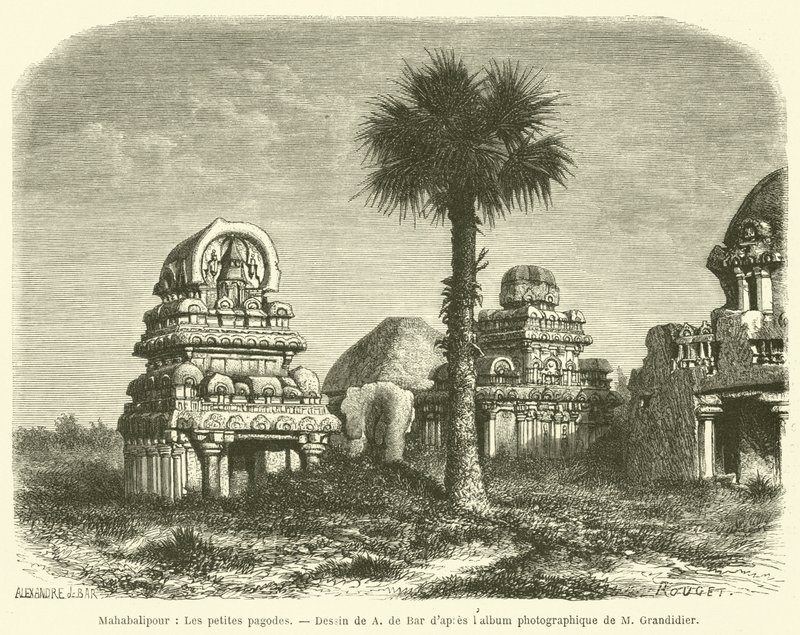 Mahabalipuram, Las pequeñas pagodas de French School