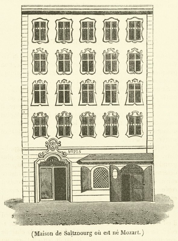 Casa de Salzburgo donde nació Mozart (grabado) de French School