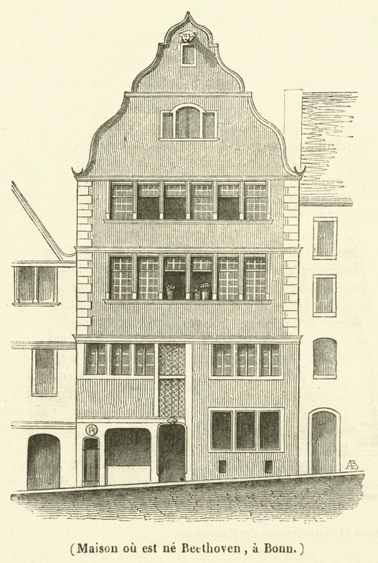 Maison ou est ne Beethoven, a Bonn (grabado) de French School