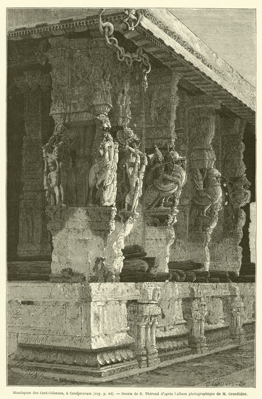 Mandapam de las Cien Columnas, en Condjeveram de French School