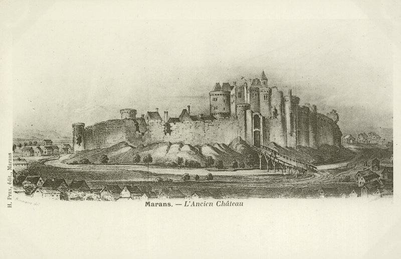 Marans, el antiguo castillo (grabado) de French School