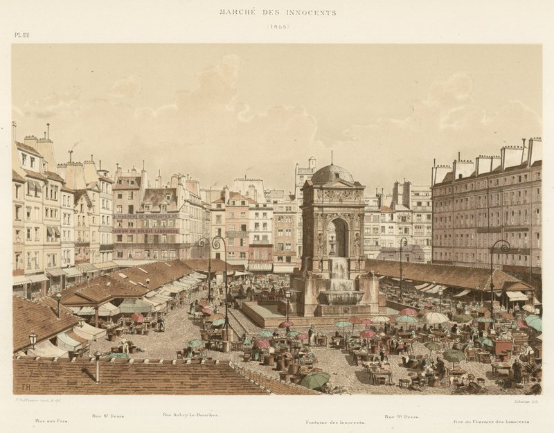 Mercado de los Inocentes, 1855 de French School