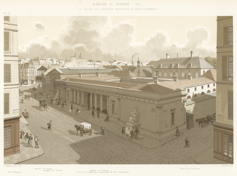 Mercado del Templo, 1840, y Convento de la Adoración Perpetua del Santísimo Sacramento de French School