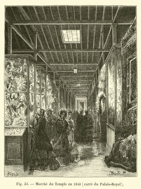Mercado del Temple en 1840, plaza del Palais-Royal de French School