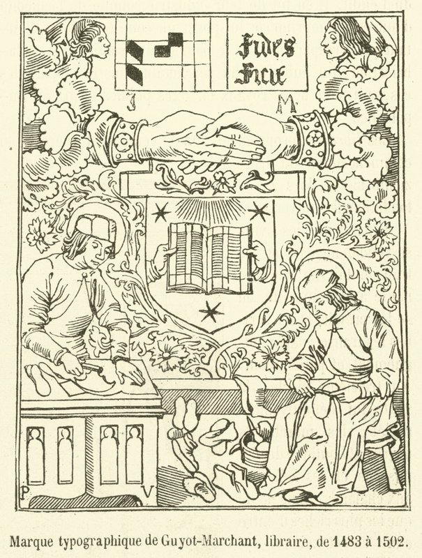 Marca tipográfica de Guyot-Marchant, librero, de 1483 a 1502 (grabado) de French School
