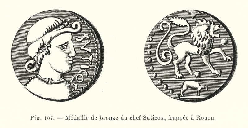 Medalla de Bronce del Jefe Suticos, Acuñada en Rouen de French School