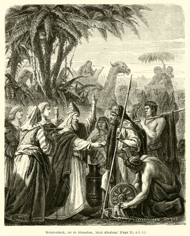 Melquisedec, rey de Jerusalén, bendice a Abraham de French School