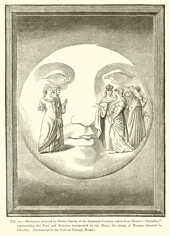 Miniatura, pintada por Giulio Clovio, del siglo XVI, tomada del Paraíso de Dante de French School