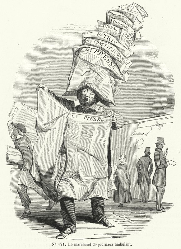 Vendedor de periódicos móvil de French School