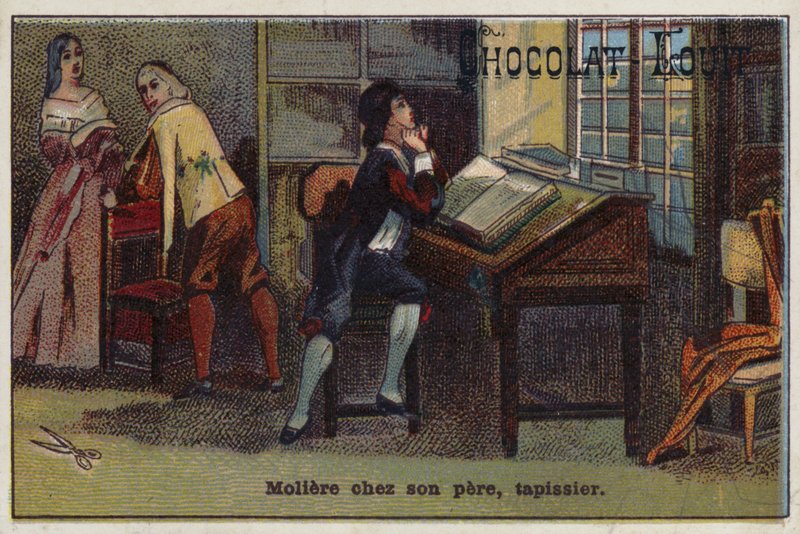 Molière, dramaturgo francés, en la casa de su padre, un tapicero de French School