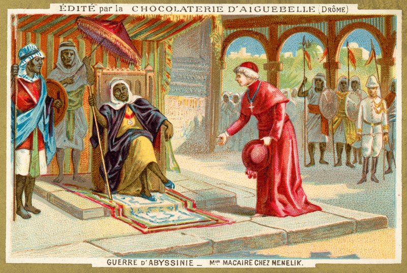 Monseñor Macaire visitando al Emperador Menelik II de Etiopía, Primera Guerra Italo-Etíope de French School