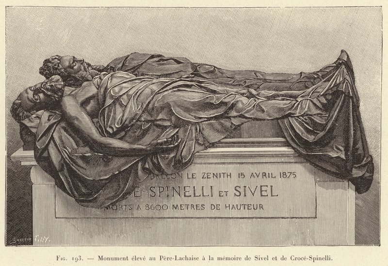 Monumento erigido en Père-Lachaise en memoria de Sivel y Croce-Spinelli de French School