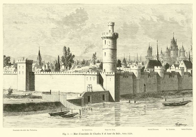 Muralla de Carlos V y torre del Bosque, hacia 1450 de French School