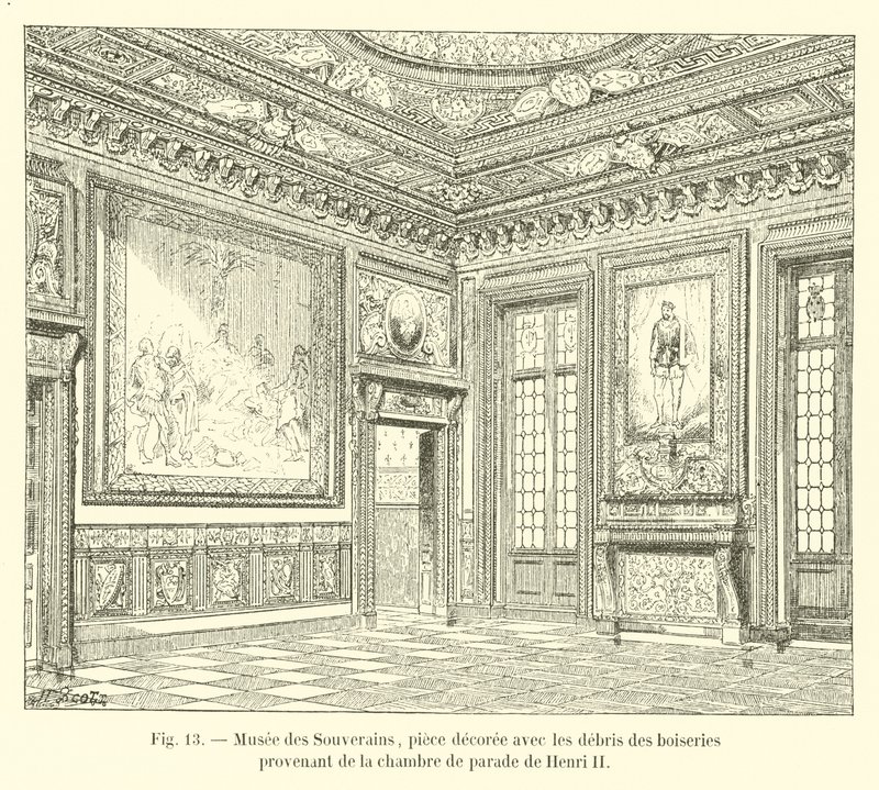 Museo de los Soberanos, sala decorada con los restos de las maderas provenientes de la cámara de desfile de Enrique II de French School