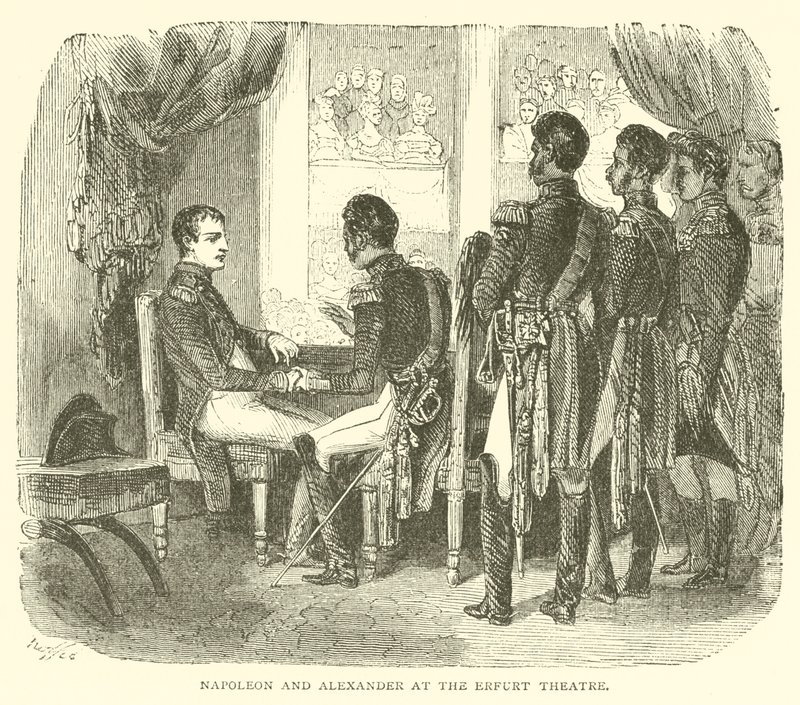 Napoleón y Alejandro en el Teatro de Erfurt de French School