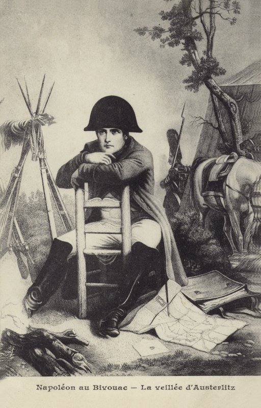 Napoleón en el Bivouac de French School