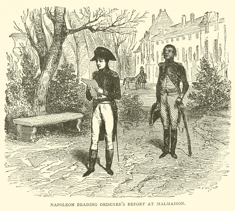 Napoleón leyendo el informe de Ordener en Malmaison de French School
