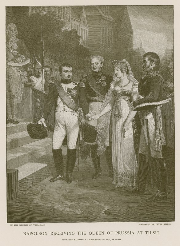 Napoleón recibiendo a la Reina de Prusia en Tilsit de French School