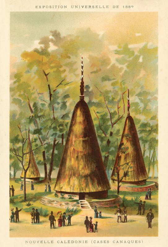 Nueva Caledonia (cabañas Kanak), Exposición Universal 1889, París de French School