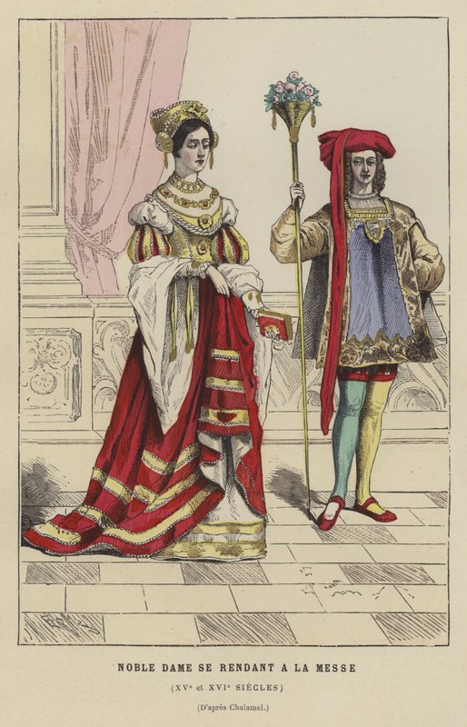 Noble yendo a misa, siglo XV o XVI de French School