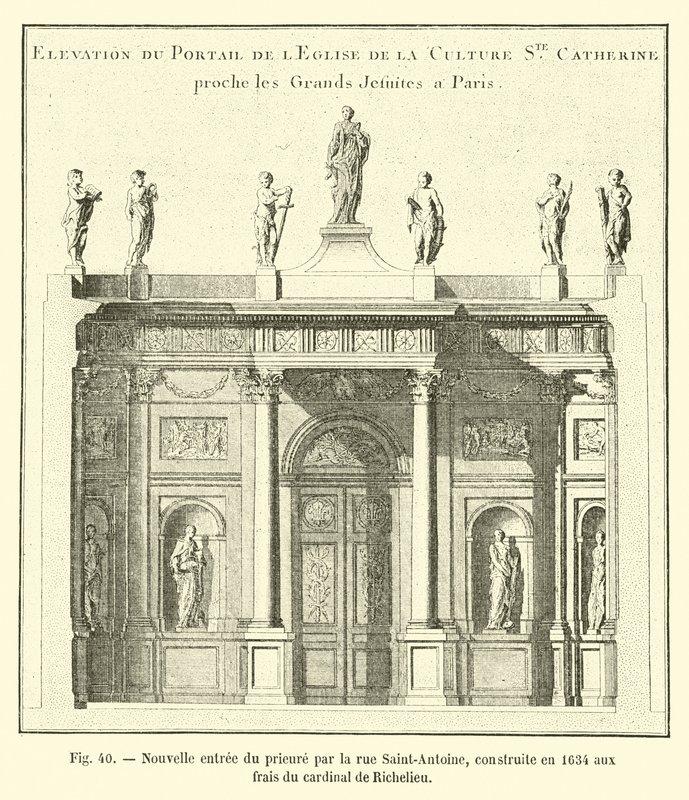 Nueva entrada del priorato por la rue Saint-Antoine, construida en 1634 a expensas del cardenal de Richelieu de French School
