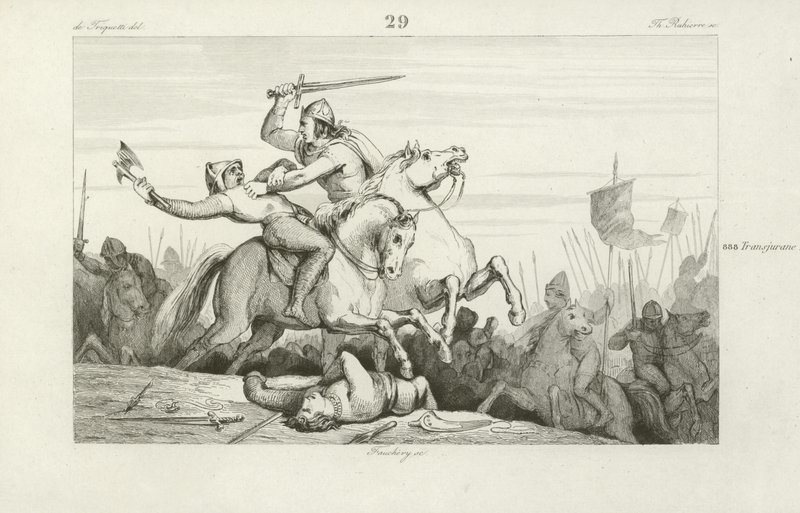 Odo, rey de Francia Occidental, luchando contra los vikingos de French School