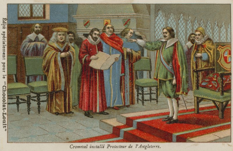 Oliver Cromwell juramentado como Lord Protector de Inglaterra, Escocia e Irlanda, 1653 de French School