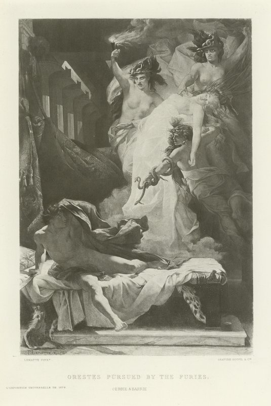 Orestes perseguido por las furias (grabado) de French School