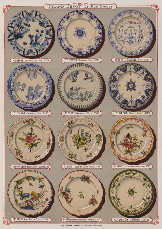 Página del catálogo del Gran Depósito de Porcelanas, Faiences y Cristalerías de French School