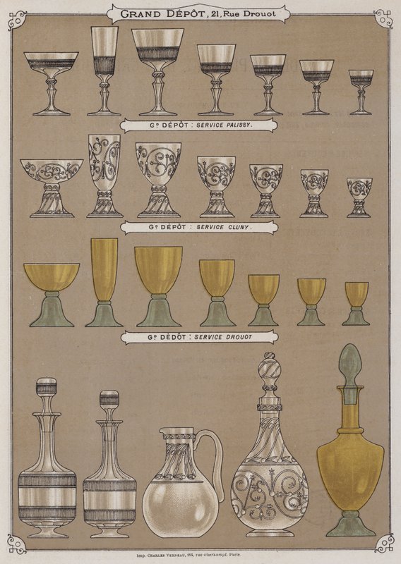 Página del catálogo del Gran Depósito de Porcelanas, Faiences y Cristalerías de French School